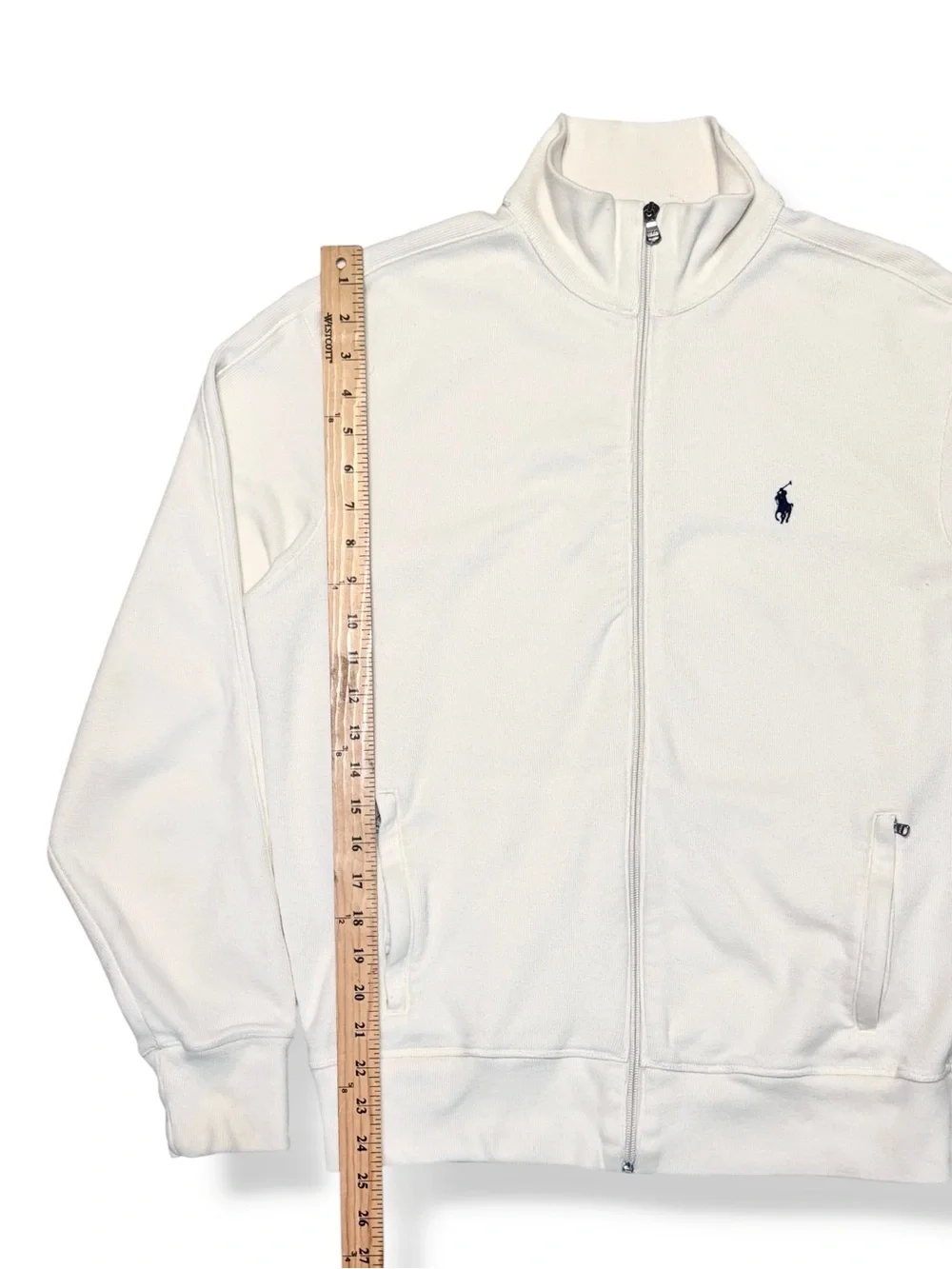 POLO RALPH LAUREN Cream Full Zip Performance Track Jacket Size Medium